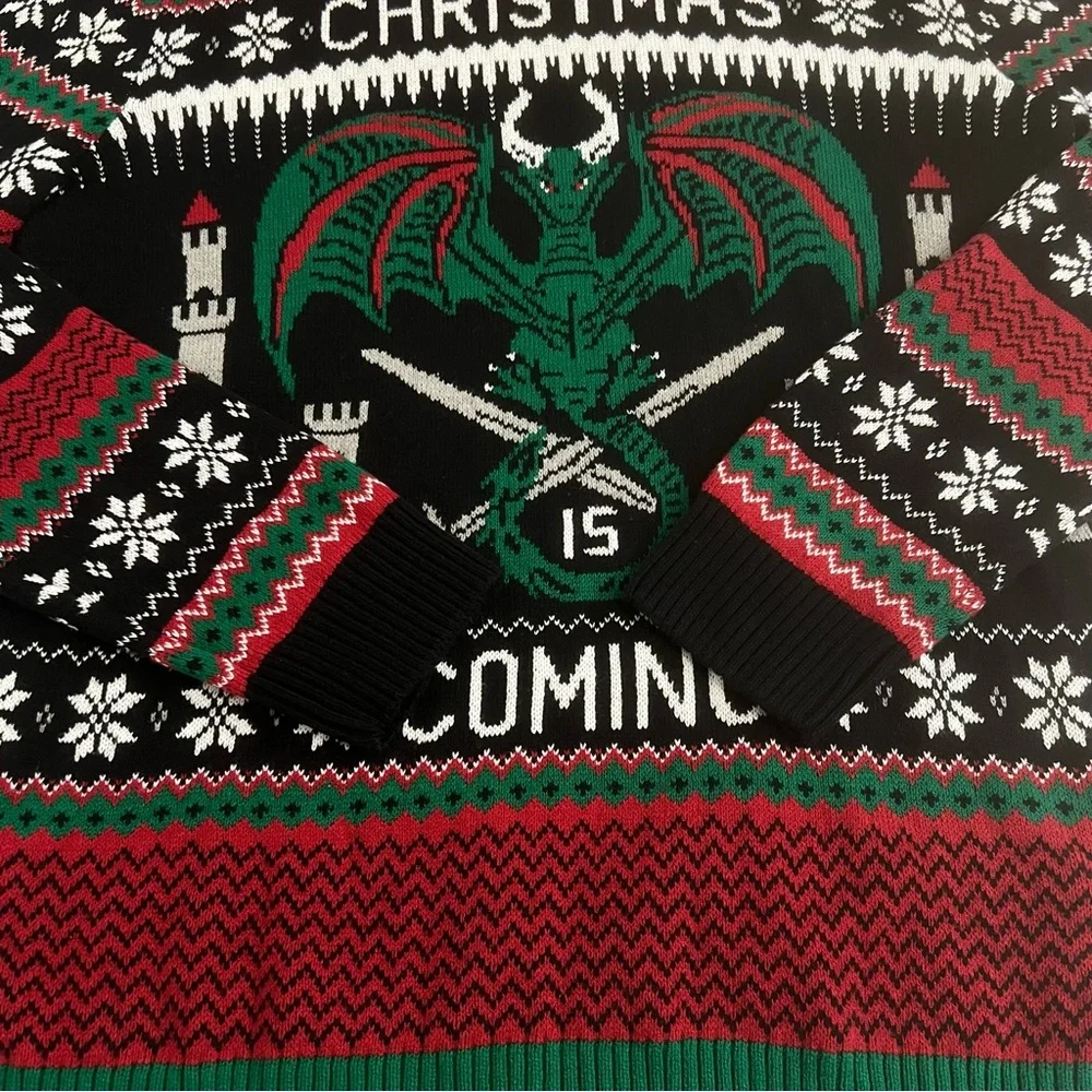 Ugly Christmas Sweater‎ Knitted Dragons and Castles Party